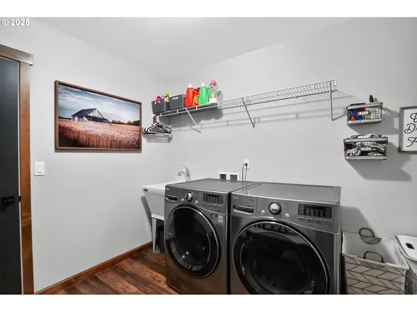 a utility room with dryer and washer
