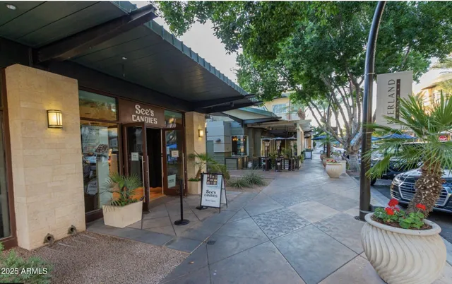 a view of a city with a yard