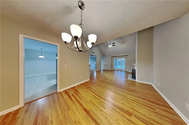 a view of a livingroom with a chandelier