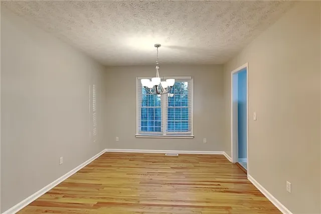 a view of a room with a window