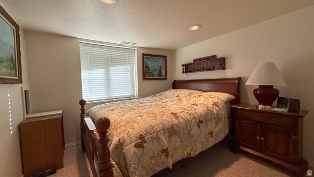 143 East Chestnut Street Helper, UT 84526 - Photo 25 of 35 Bedroom with recessed lighting, a textured ceiling, and carpet