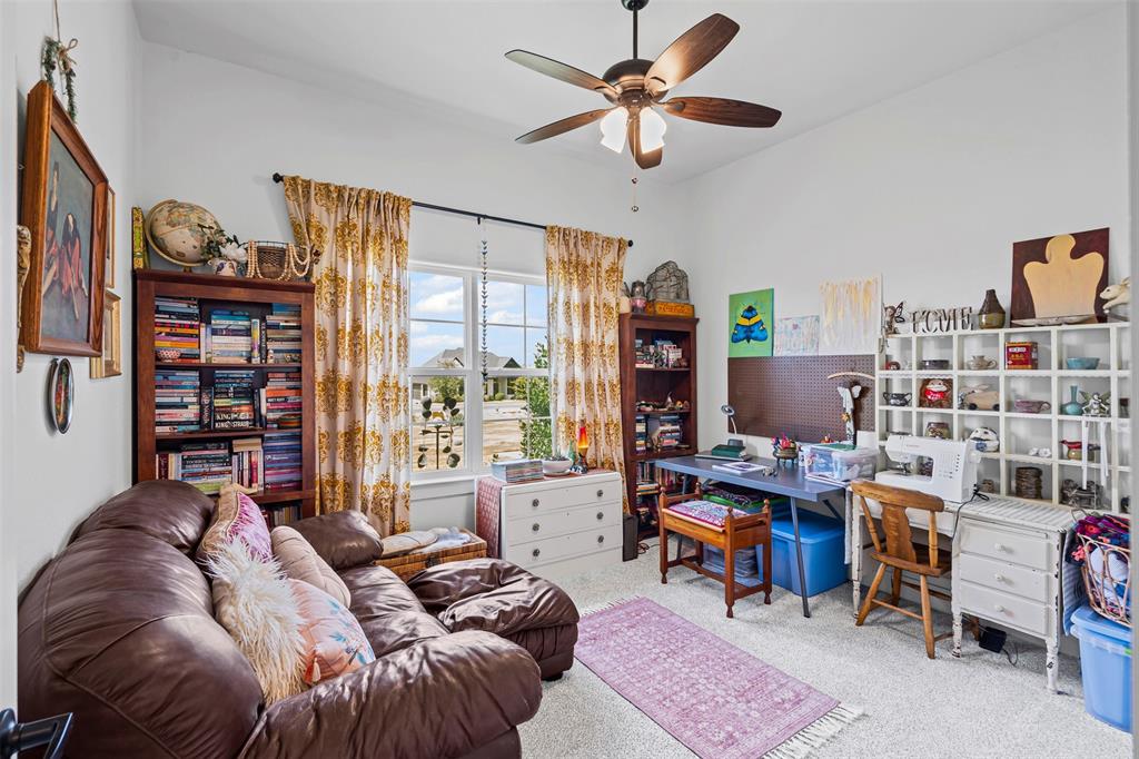 2045 Ellis Ridge Drive Weatherford, TX 76087 - Photo 24 of 40 Carpeted home office with a ceiling fan
