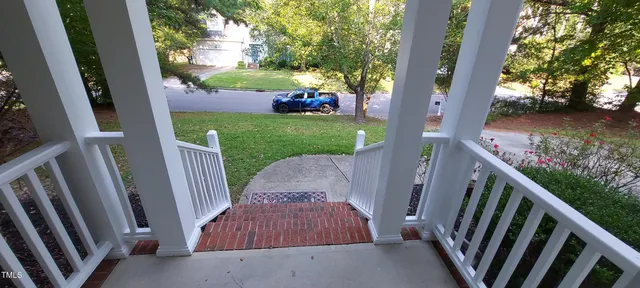 a view of backyard from deck