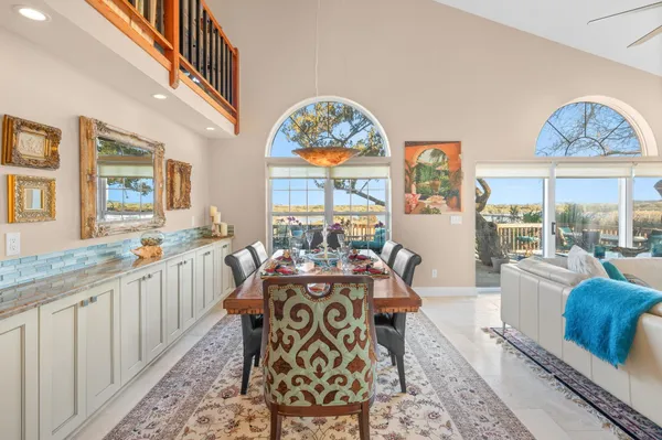 a view of kitchen island with furniture and screen