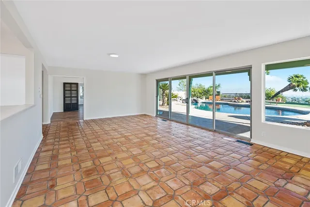 a room with a large window