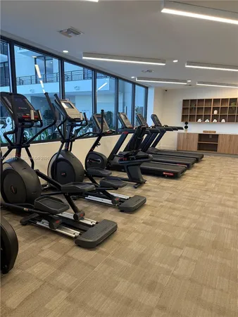 a view of a room with gym equipment