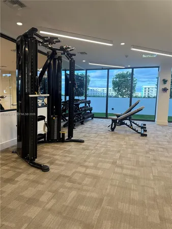 a view of a room with gym equipment