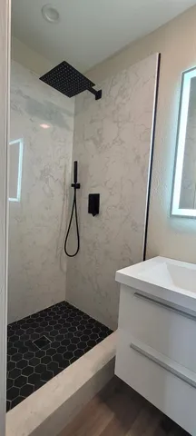 a bathroom with a shower