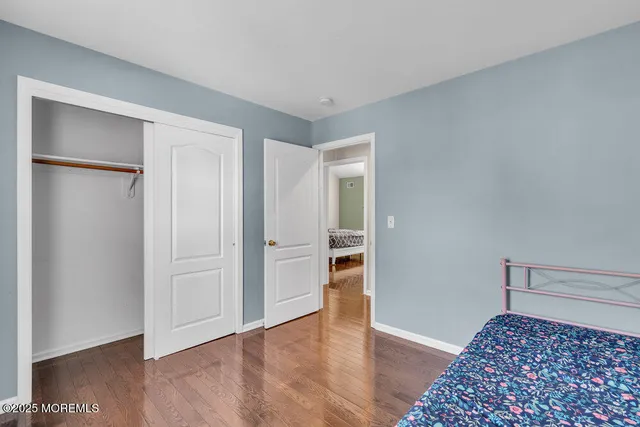 wooden floor and closet in a room