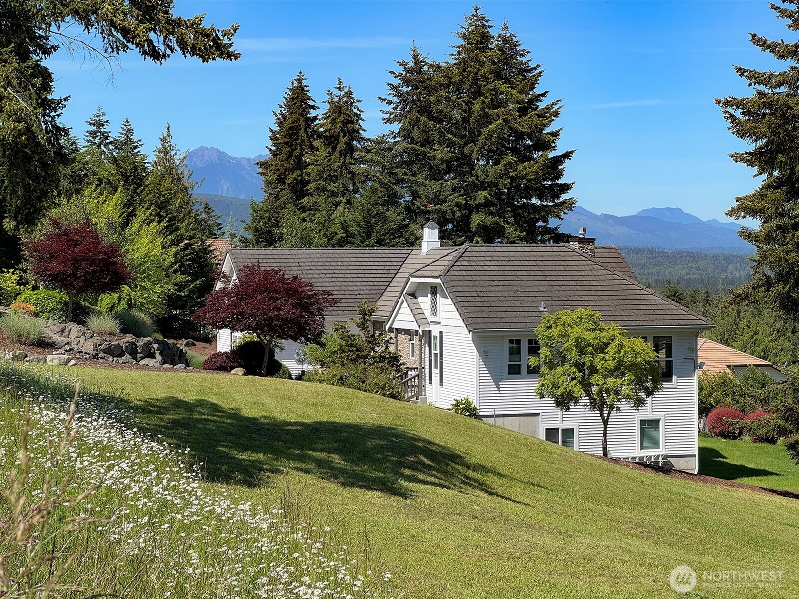 -nka Owls Nest Road Sequim, WA 98382 - Photo 20 of 38 a view of a garden with plants and large trees