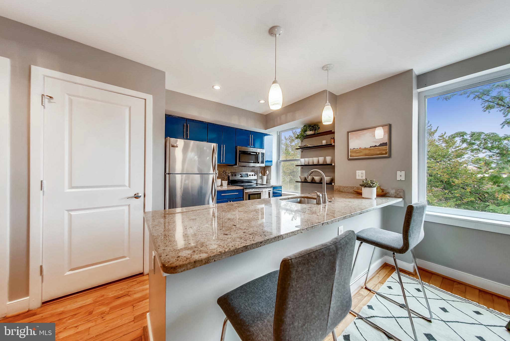 420 16th Street Southeast, Unit 306 Washington, DC 20003 - Photo 10 of 32 a kitchen with stainless steel appliances granite countertop a refrigerator a sink and a stove