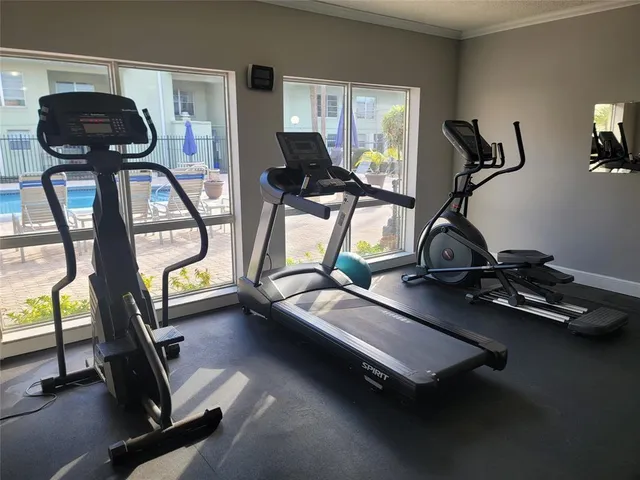 a view of a room with gym equipment