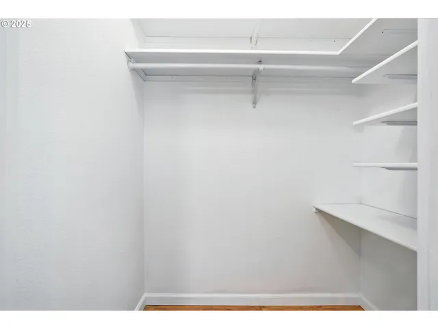 a view of small space with racks on the wall