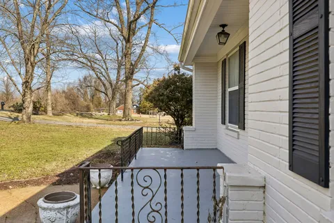 a view of a street with wooden stairs