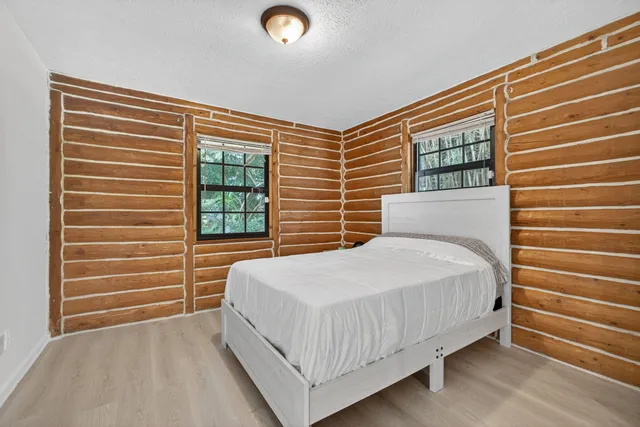 a view of a bench in the garden