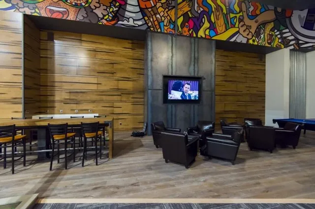 a living room with furniture