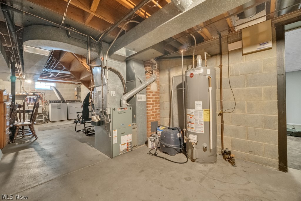 6846 Revere Road Cleveland, OH 44130 - Photo 27 of 30 Utilities featuring water heater, heating unit, and washing machine and clothes dryer