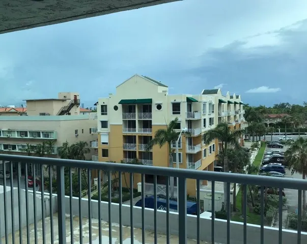 a view of a city from a balcony
