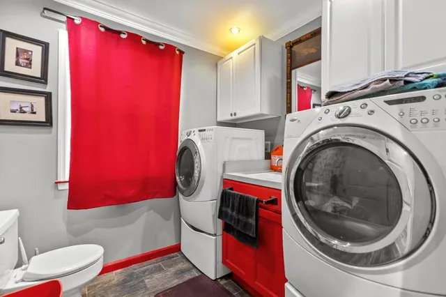 a view of a storage room with washer and dryer