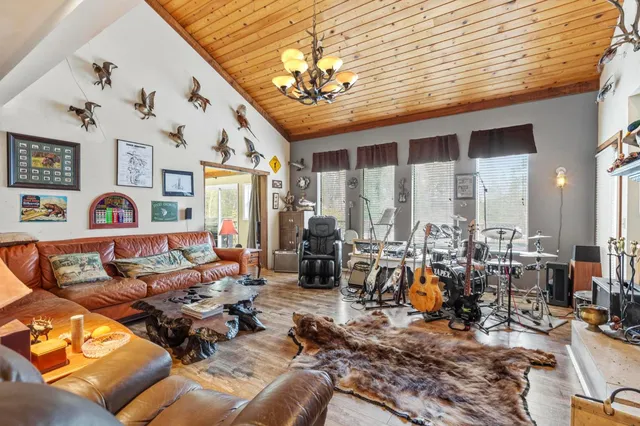 a living room with furniture