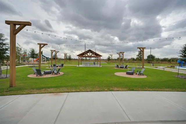 a view of a park with slide