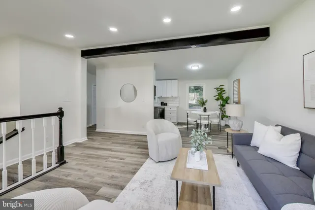 a living room with furniture