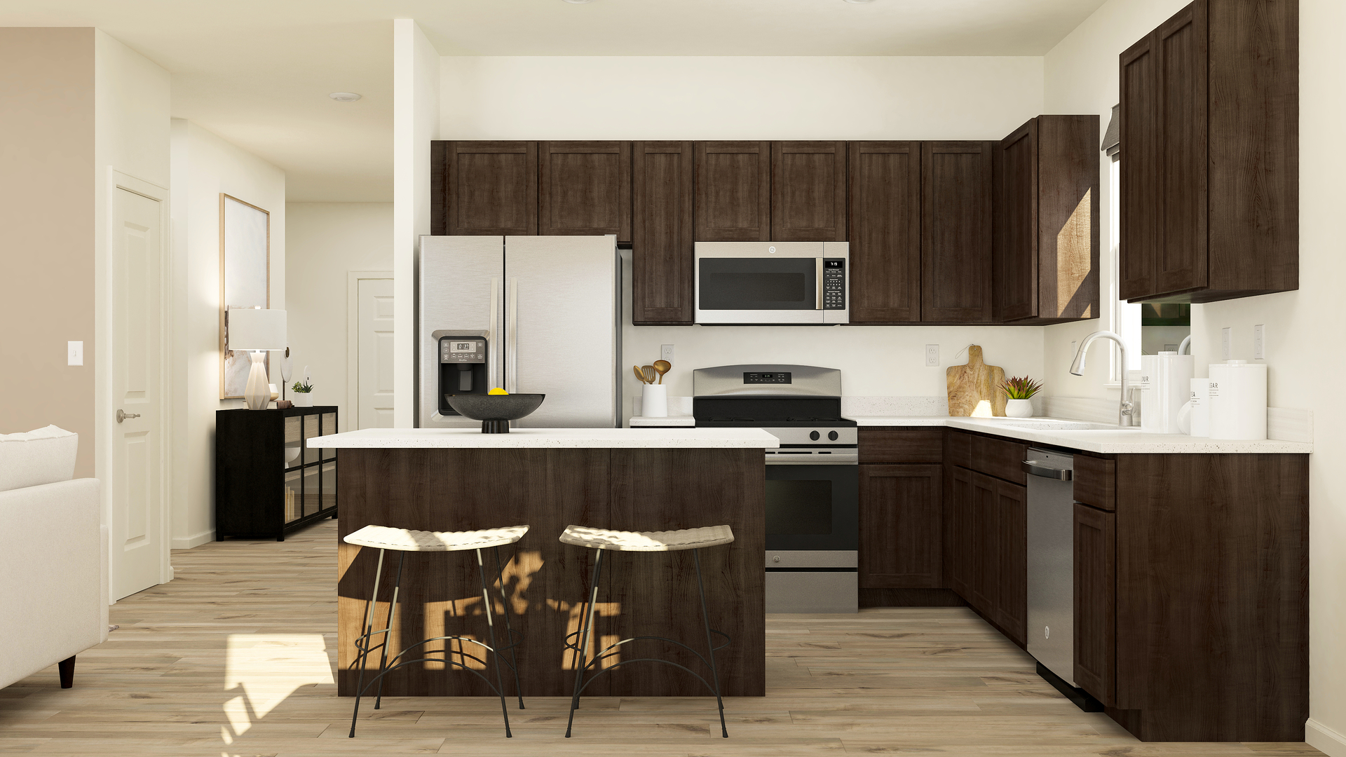 1545 Rolling Pass Beecher, IL 60401 - Photo 6 of 24 a kitchen with stainless steel appliances a stove top oven a sink dishwasher and a refrigerator with wooden floor