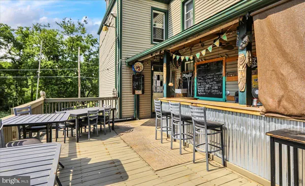 an outdoor view with patio