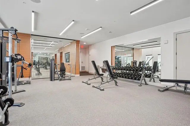 a view of a room with gym equipment