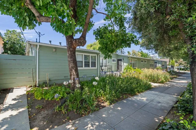 a lake view with a garden