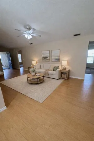 a living room with furniture