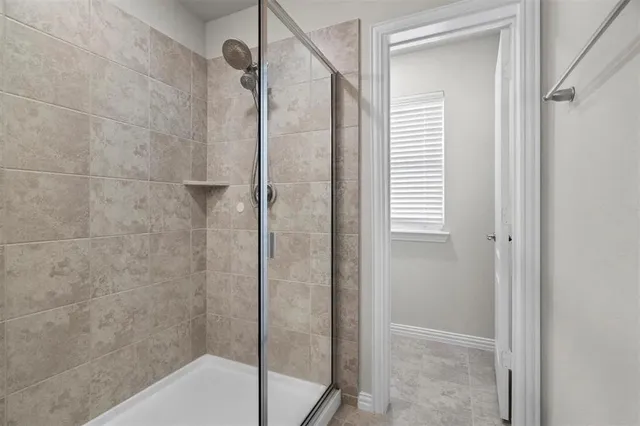 a bathroom with a shower