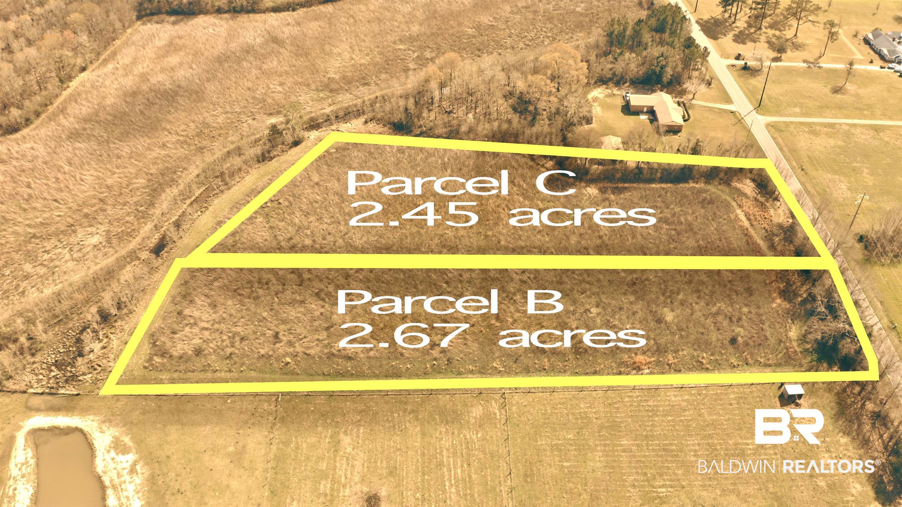 B Pine Grove Road Bay Minette, AL 36507 - Photo 1 of 1 Aerial view of property and surrounding area featuring property parcel outlined