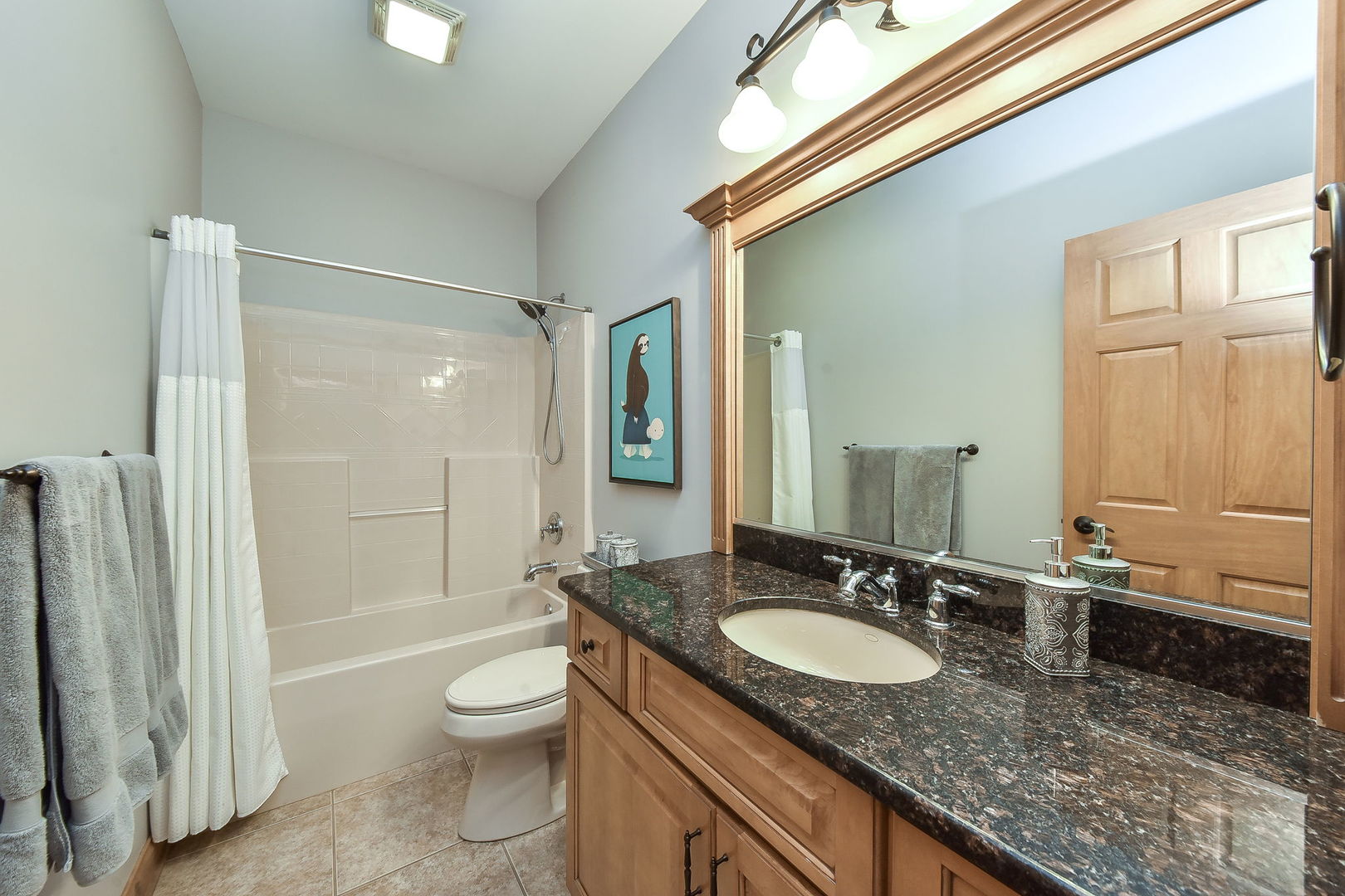 1737 Hunters Ridge Lane Sugar Grove, IL 60554 - Photo 25 of 50 a bathroom with a granite countertop sink toilet and shower