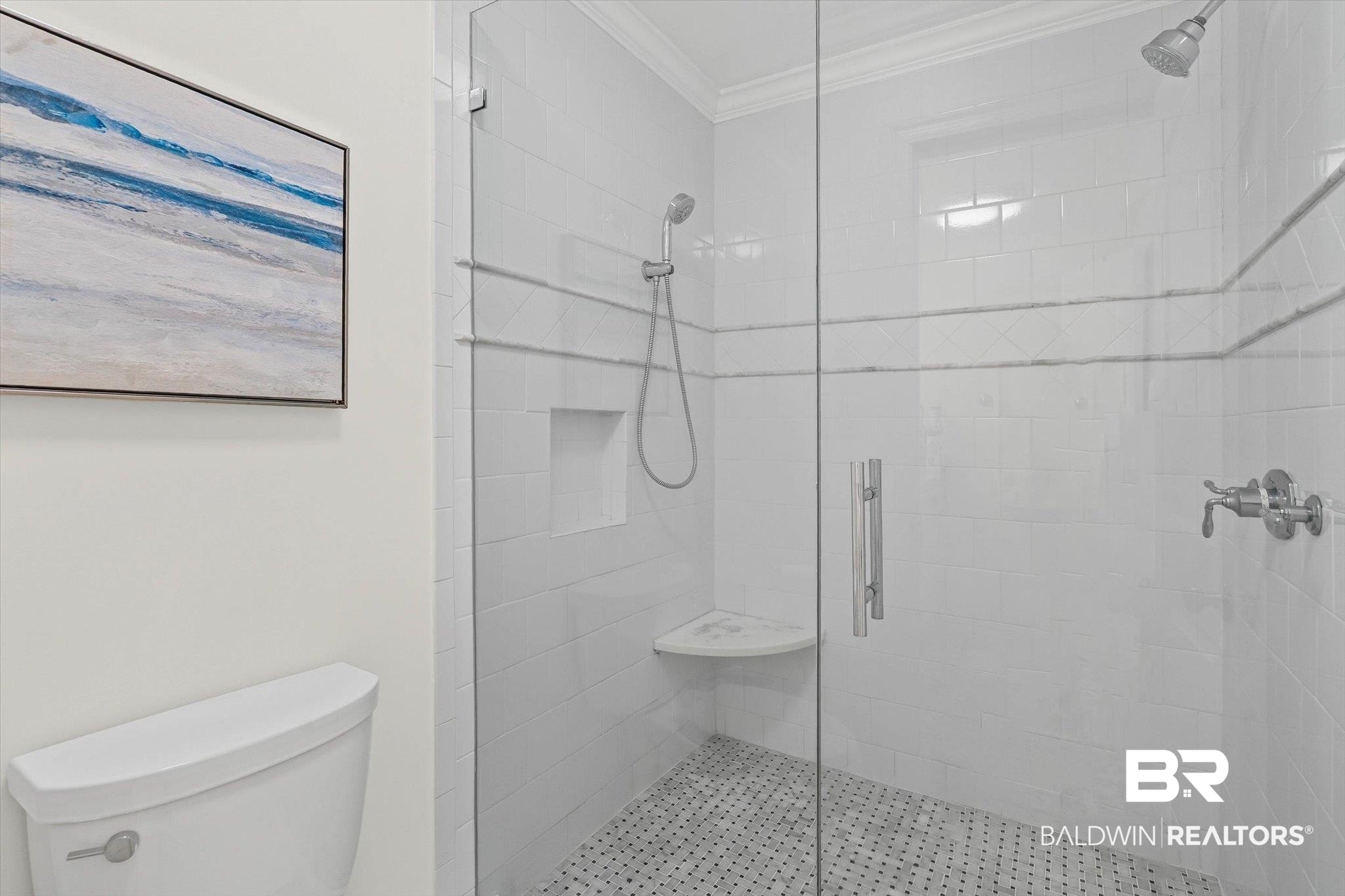 77 North Hathaway Road Mobile, AL 36608 - Photo 19 of 33 Bathroom with crown molding and a stall shower