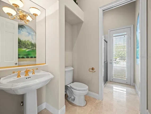 a view of a golf course with a lake