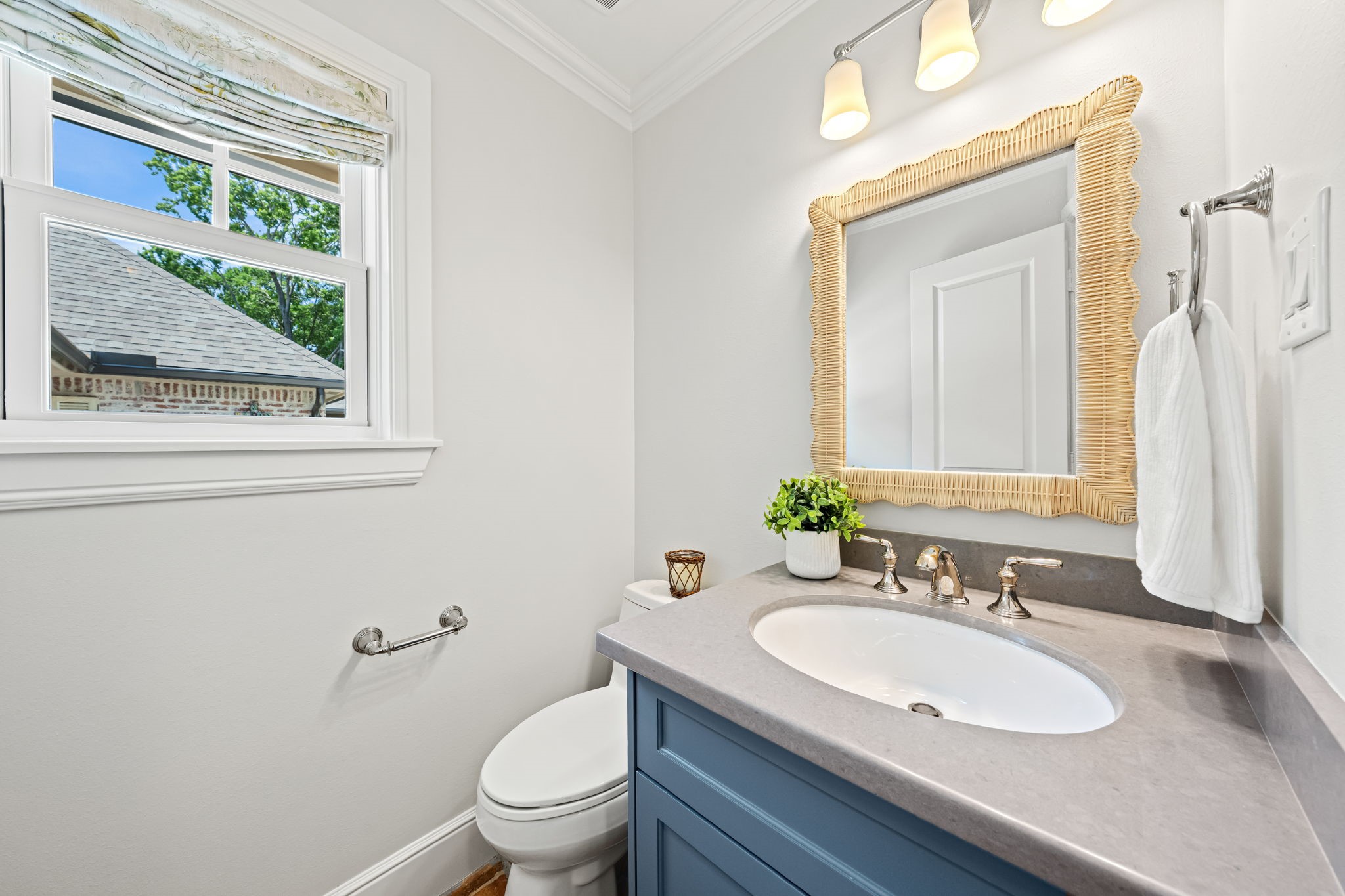 13614 Apple Tree Road Houston, TX 77079 - Photo 23 of 38 a bathroom with a granite countertop sink toilet and a mirror