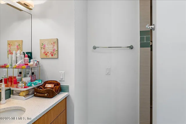 a view of a porch with wooden floor and stairs