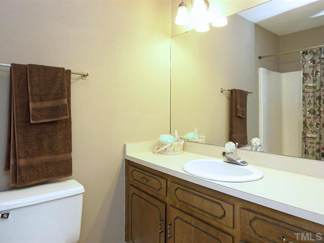 706 Young Road Angier, NC 27501 - Photo 10 of 25 a bathroom with a sink a toilet and shower
