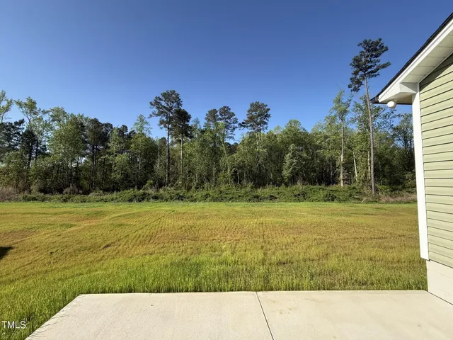 a view of a big yard with an trees