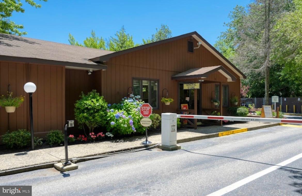 a garden view with a seating space