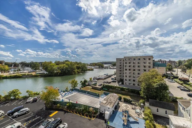 a view of a lake with a terrace