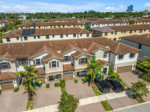 an aerial view of multiple house
