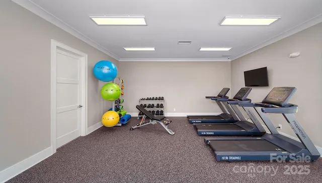 a view of a room with gym equipment