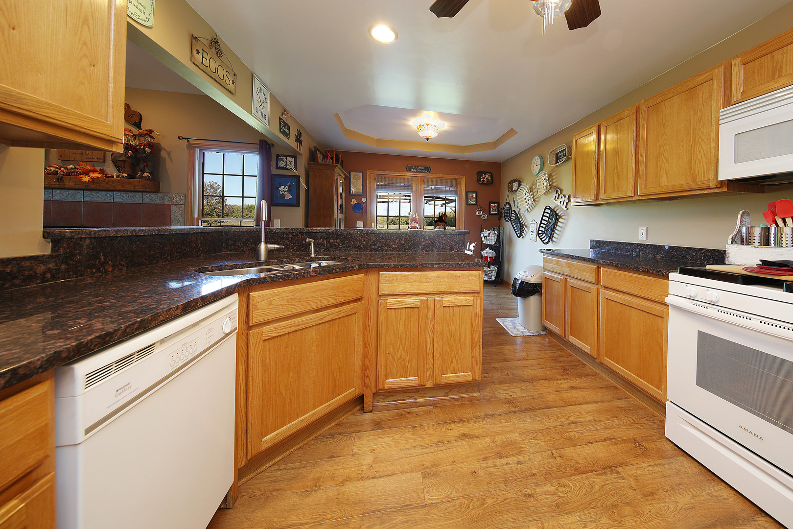700 East Southmor Road Morris, IL 60450 - Photo 9 of 22 a kitchen with granite countertop a sink a counter top space cabinets and stainless steel appliances