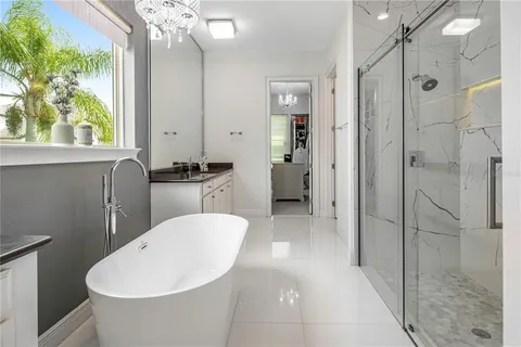 an empty room with a door