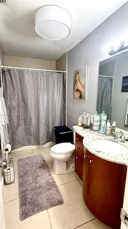 a bathroom with a sink a toilet and mirror