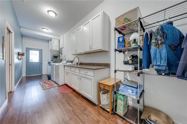 a view of a lake with a big yard