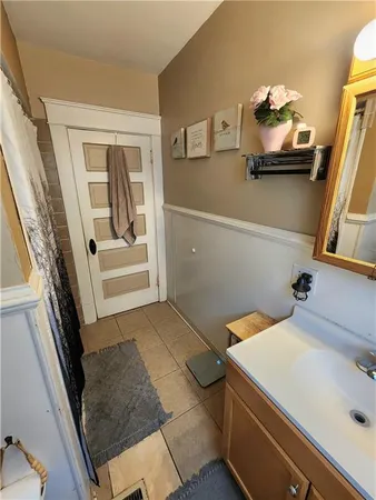 a room with water heater and storage