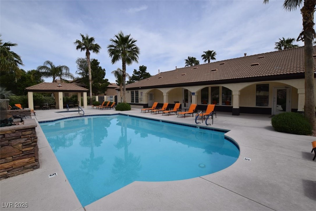 231 West Horizon Ridge Parkway, Unit 417 Henderson, NV 89012 - Photo 39 of 45 Community pool featuring a patio area and a gazebo